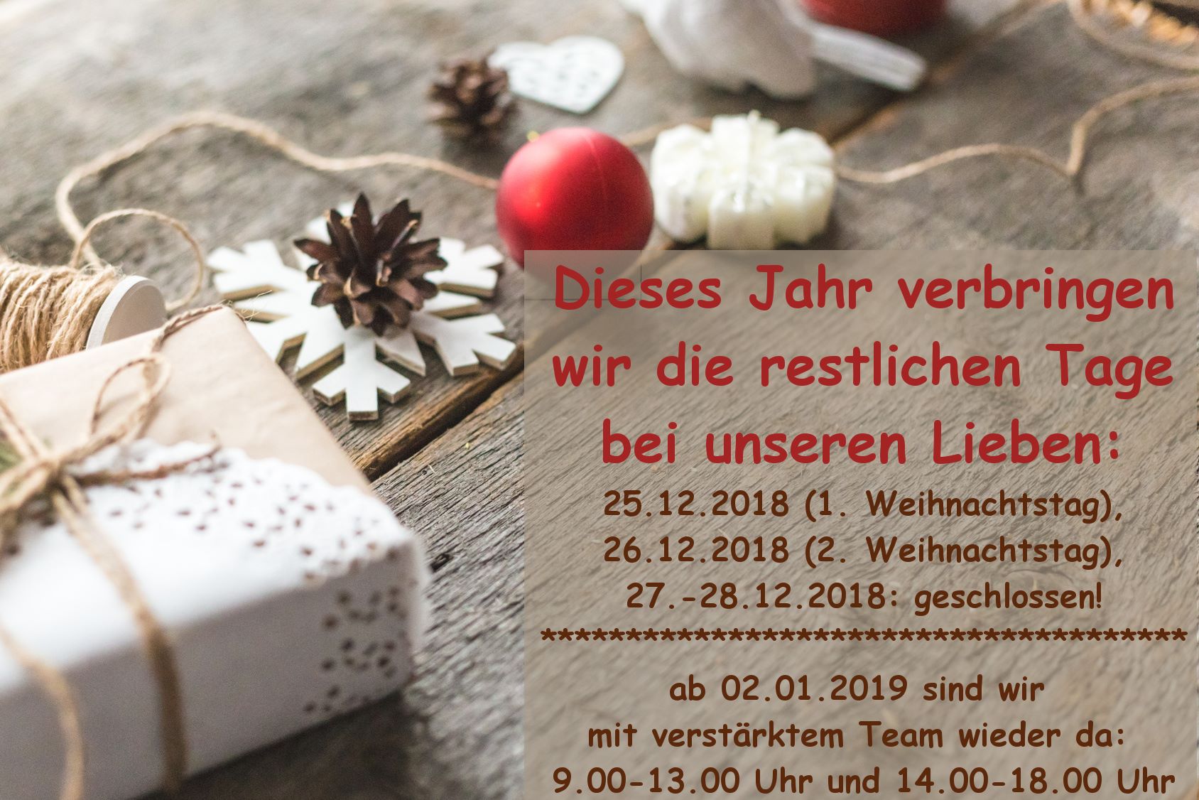 Öffnungszeiten Weihnachten